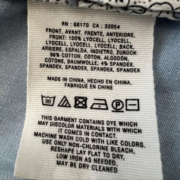 E-- PILCRO AND THE LETTERPRESS blue chambray long sleeve button blazer jacket XS - Picture 8 of 9